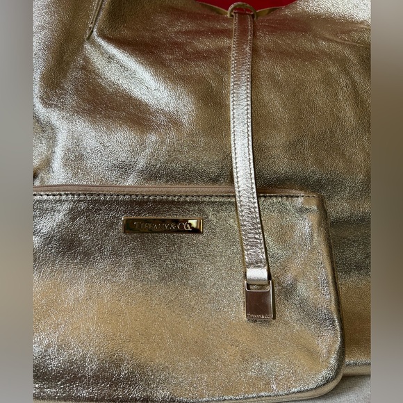 Tiffany & Co. Authentic Suede Reversible Tote Bag Gold X Beige - Picture 11 of 13